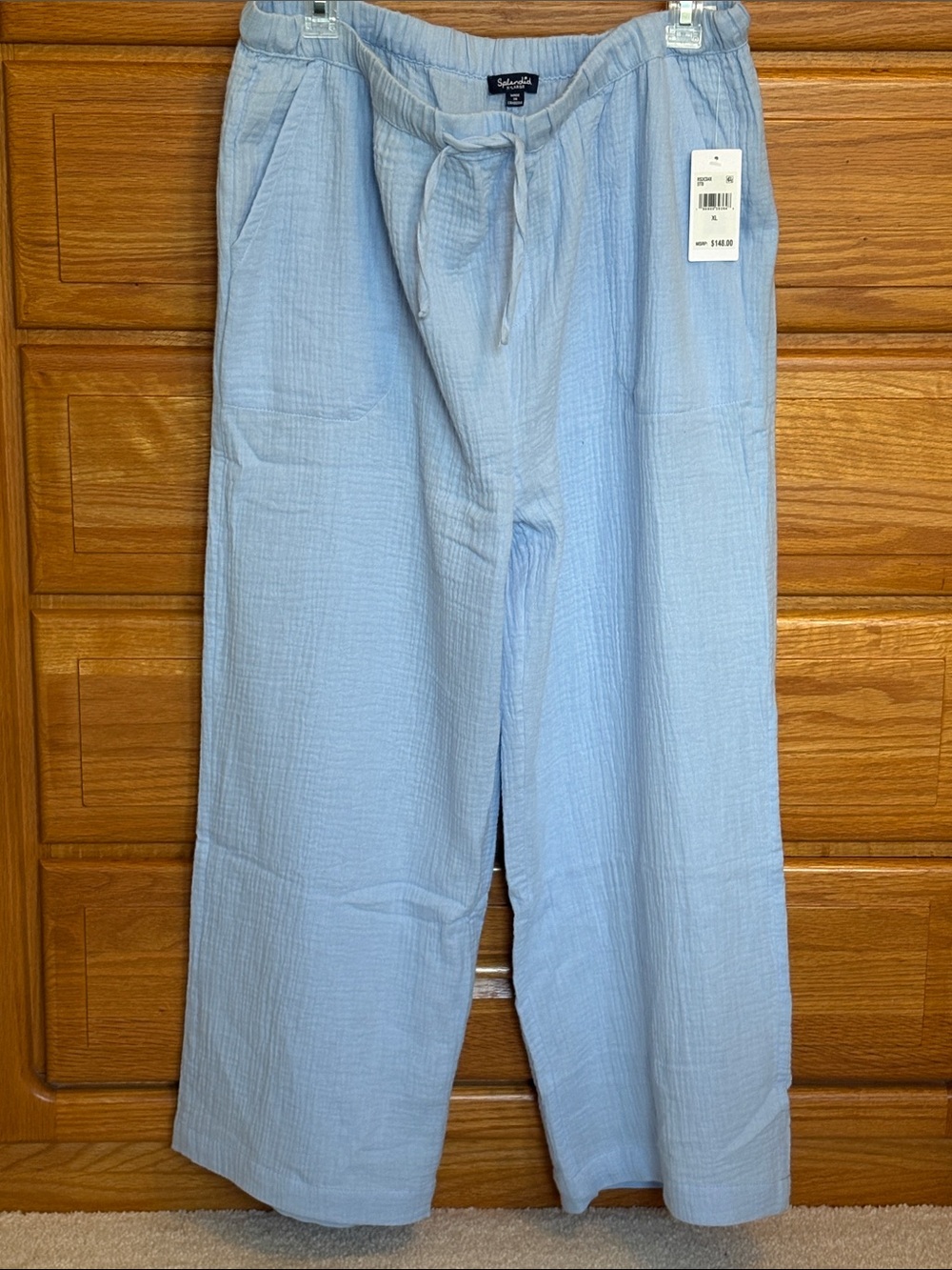 Splendid Cotton Gauze Tie Front Wide Leg Pants Size XL NWT